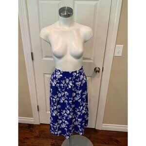 Porridge Clothing Blue & White Swan Print A-Line Skirt Anthropologie, Size S